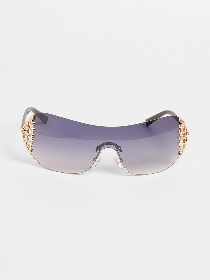 The Bling Wrap Sunglasses - Onyx Black