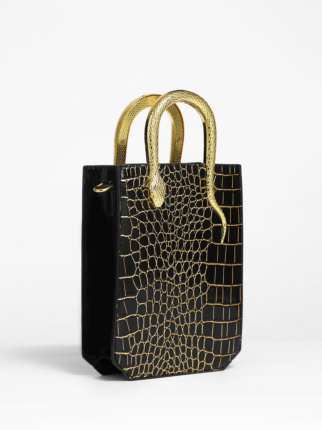 The Gilded Viper Hand Bag - Onyx Black