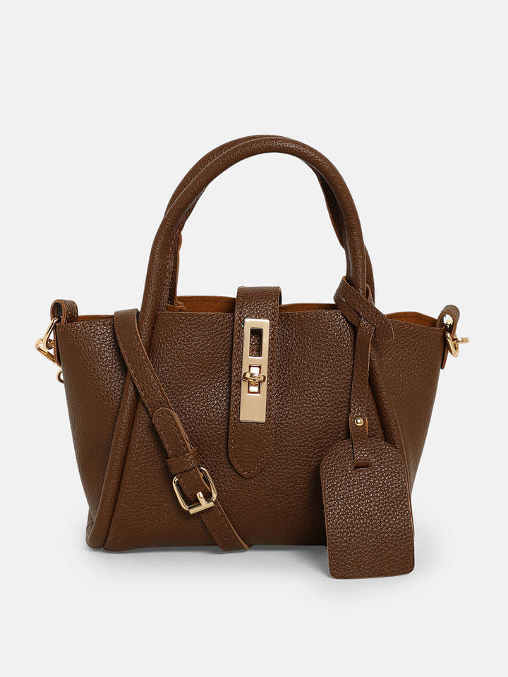 The Galleria Hand Bag With Pouch - Mocha Brown