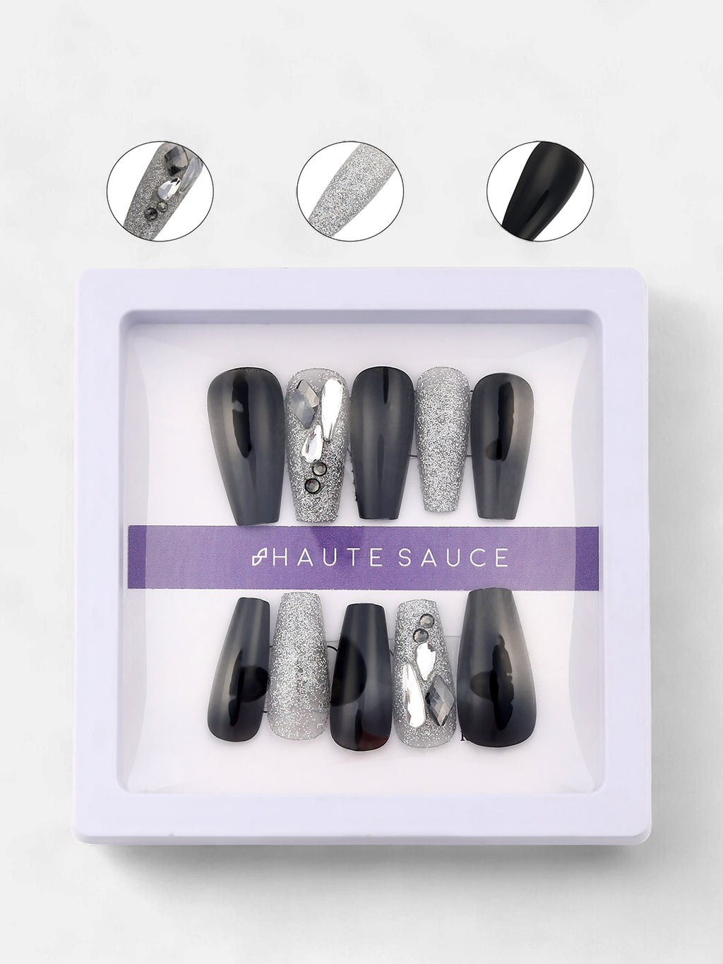 The Graffiti Press-On Nails - Antique Gold:Onyx Black