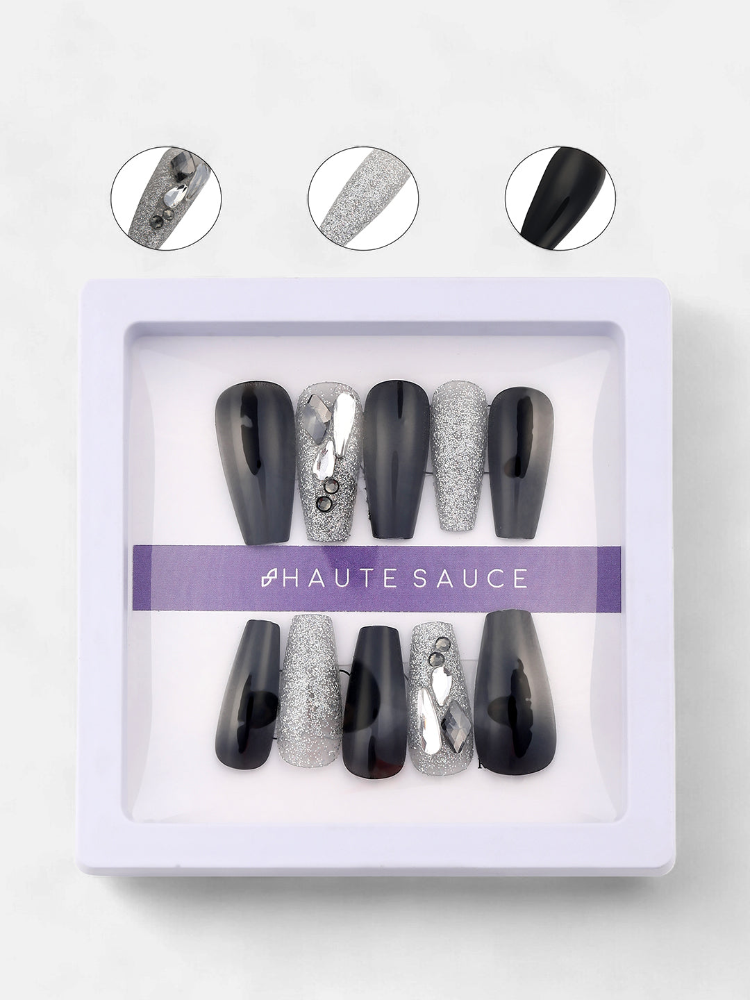 The Graffiti Press-On Nails - Antique Gold:Onyx Black