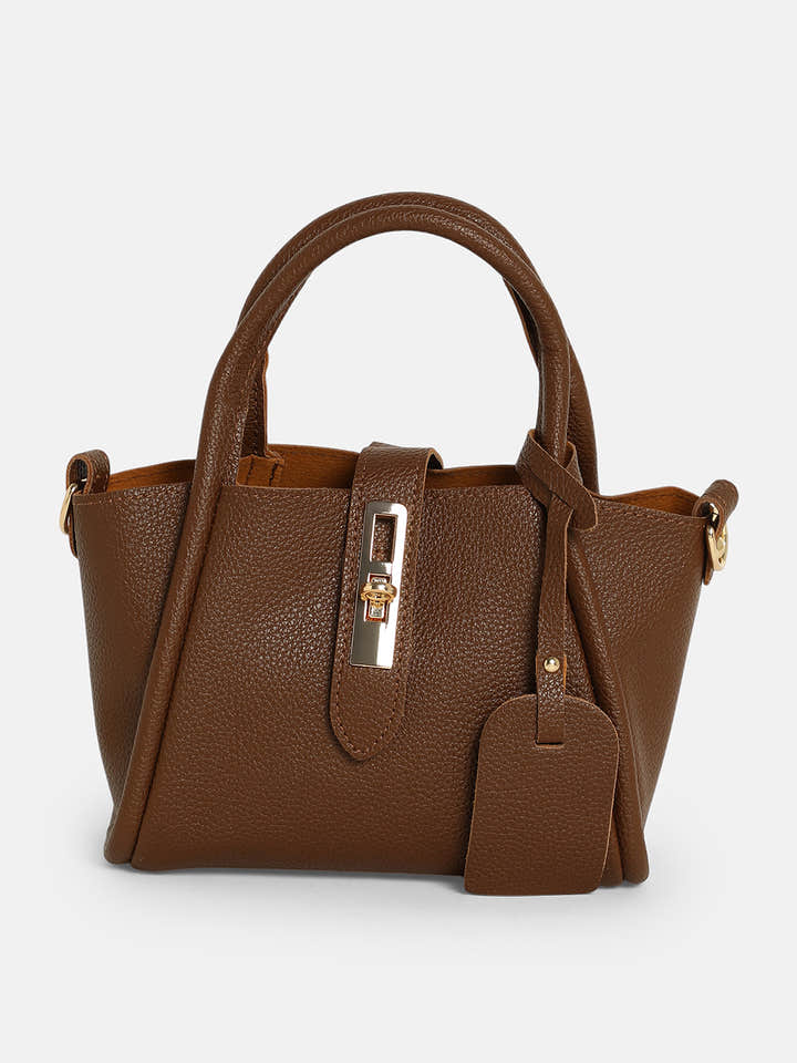 The Galleria Hand Bag With Pouch - Mocha Brown