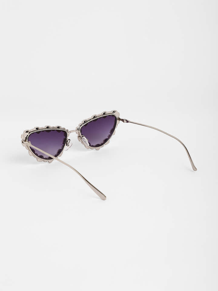 The Bijou Cateye Sunglasses - Metallic Silver