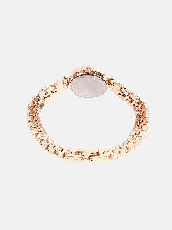 The Polished Opulent Round Watch - Champayne Gold