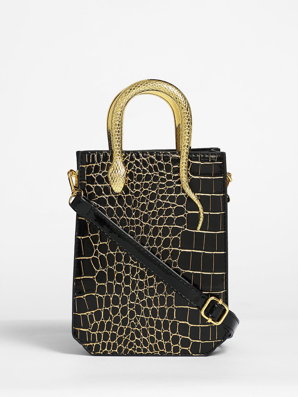 The Gilded Viper Hand Bag - Onyx Black