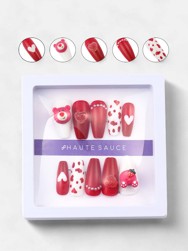 The Strawberry Shortcake Press-On Nails - Crimson Red