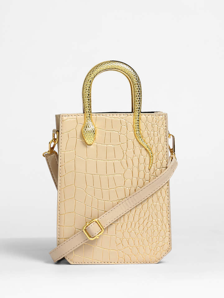 The Gilded Viper Hand Bag - Khaki Beige