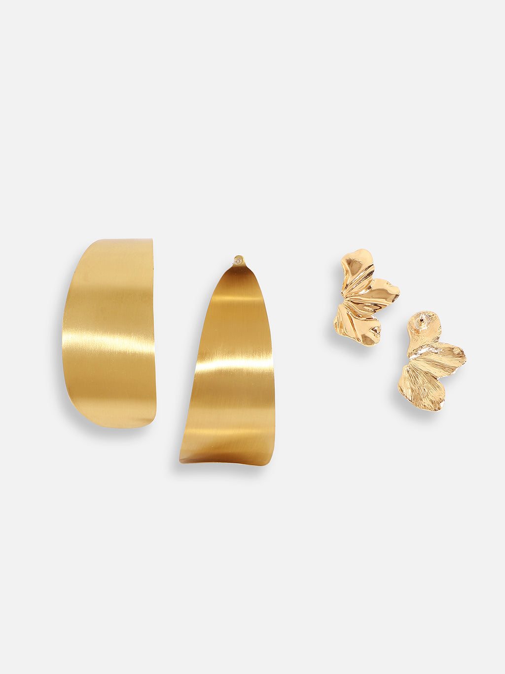 2Pcs Gold-Plated Contemporary Drop & Studs Earrings