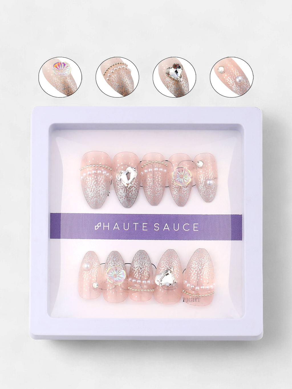 The French Bijou Press-On Nails - Crimson Red:Daisy White