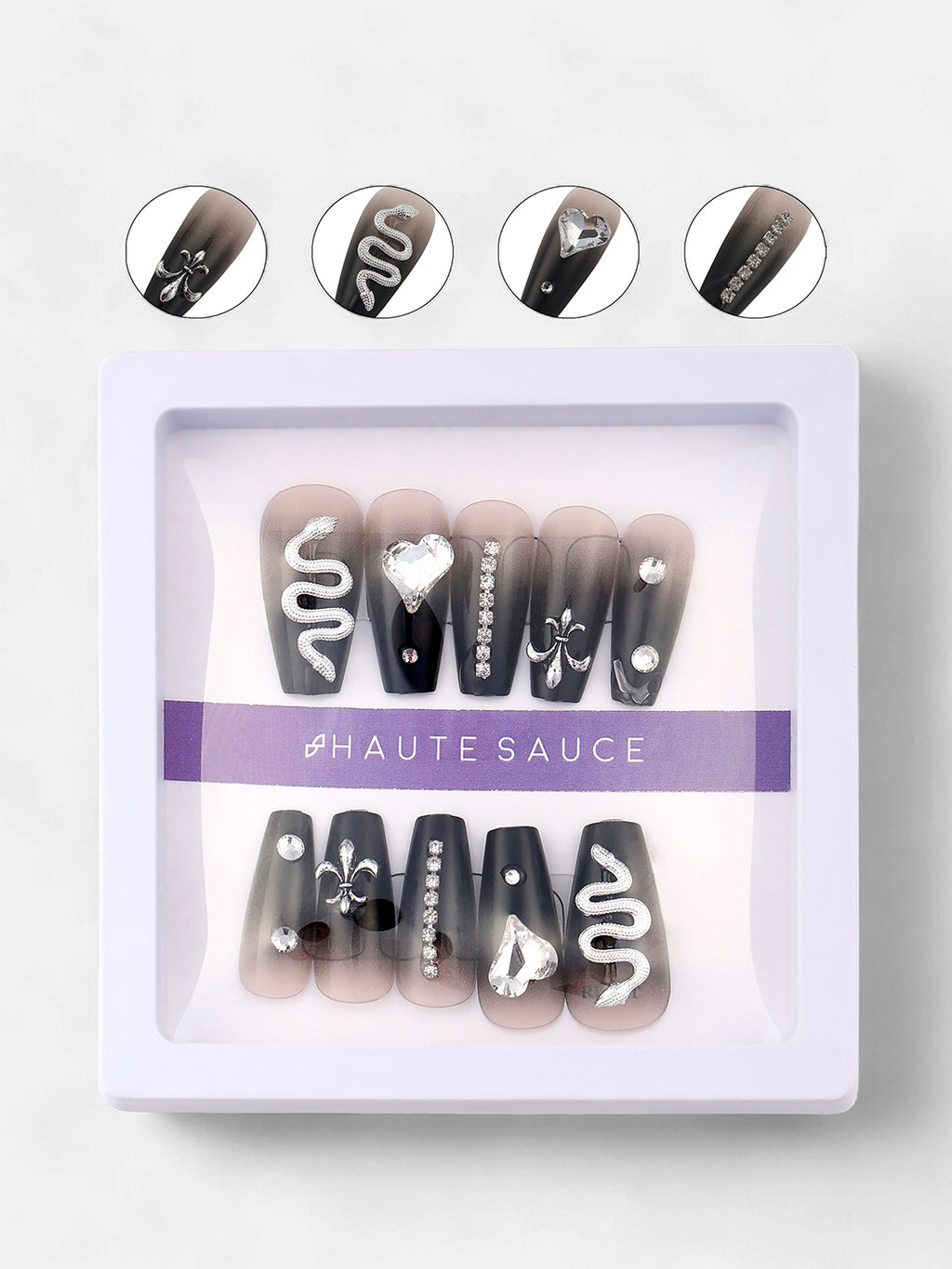 The Slithering Dusk Press-On Nails - Onyx Black