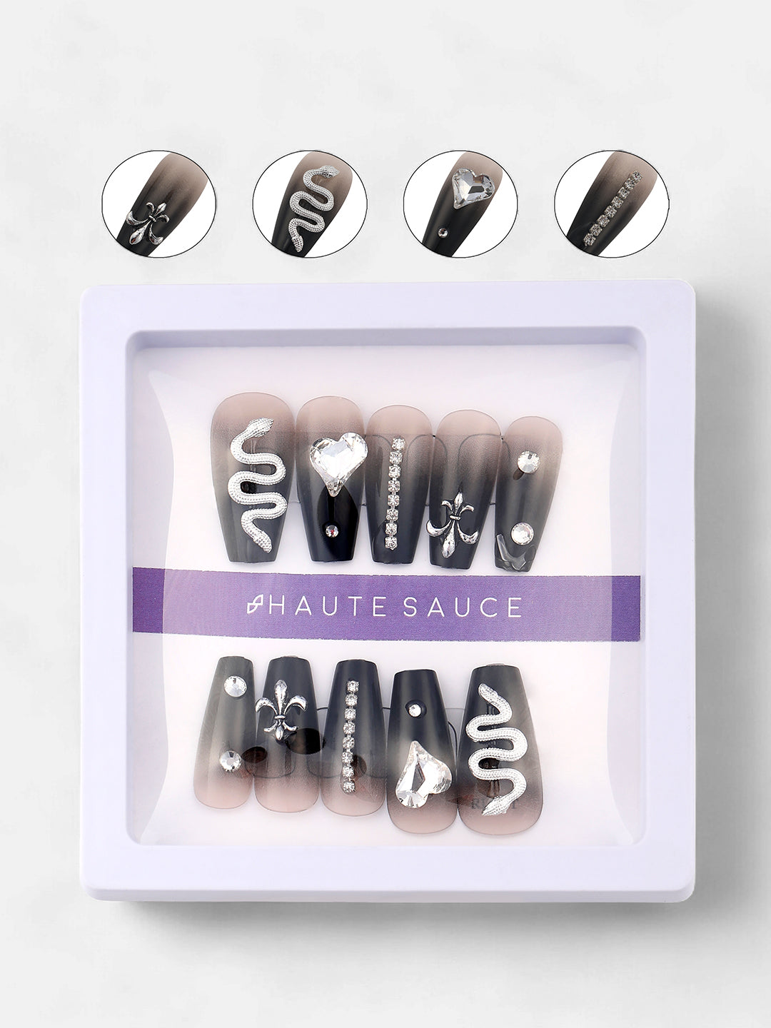 The Slithering Dusk Press-On Nails - Onyx Black