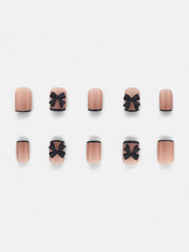 The Bow Press-On Nails - Onyx Black