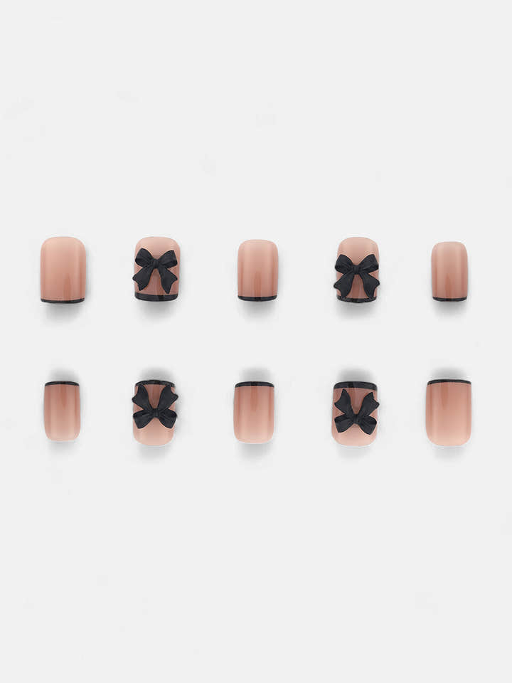 The Bow Press-On Nails - Onyx Black