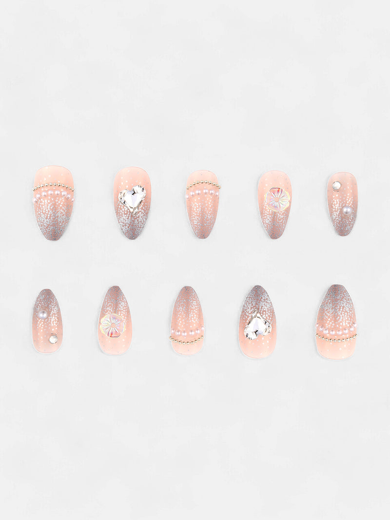 The French Bijou Press-On Nails - Crimson Red:Daisy White