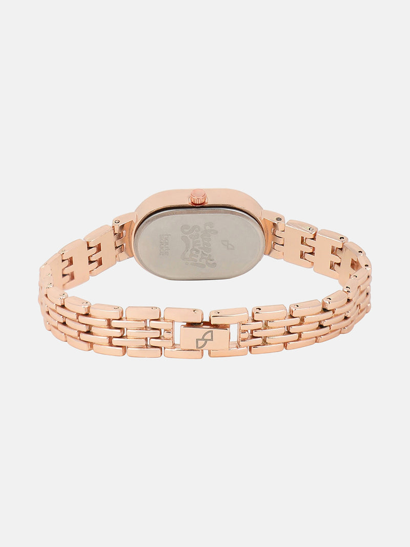 The Embellished Roman Oval Watch - Rose Gold with Green Dial