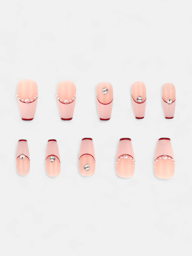The Strokes Block Press-On Nails - Punch Pink