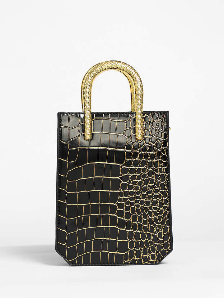 The Gilded Viper Hand Bag - Onyx Black