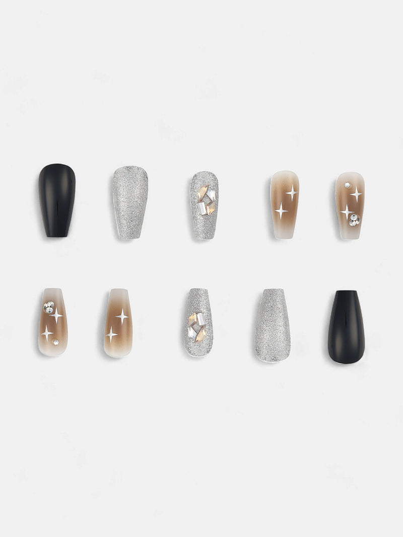 The Astral Press-On Nails - Ash Brown:Onyx Black