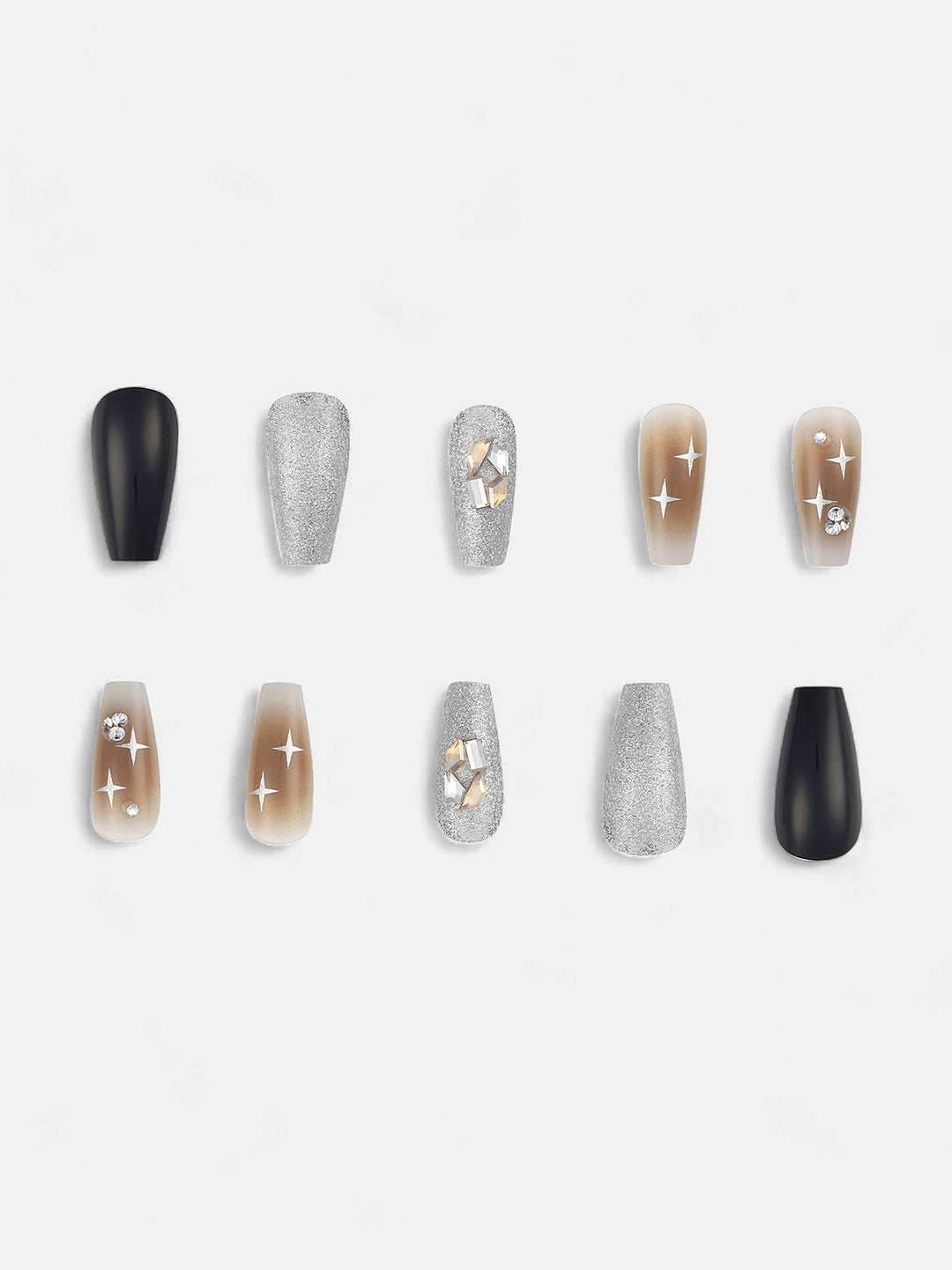 The Astral Press-On Nails - Ash Brown:Onyx Black