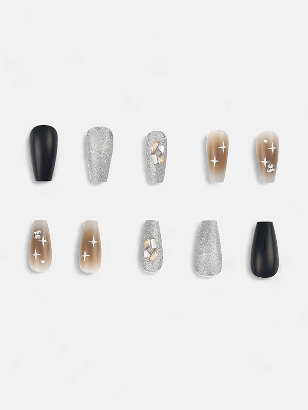 The Astral Press-On Nails - Ash Brown:Onyx Black
