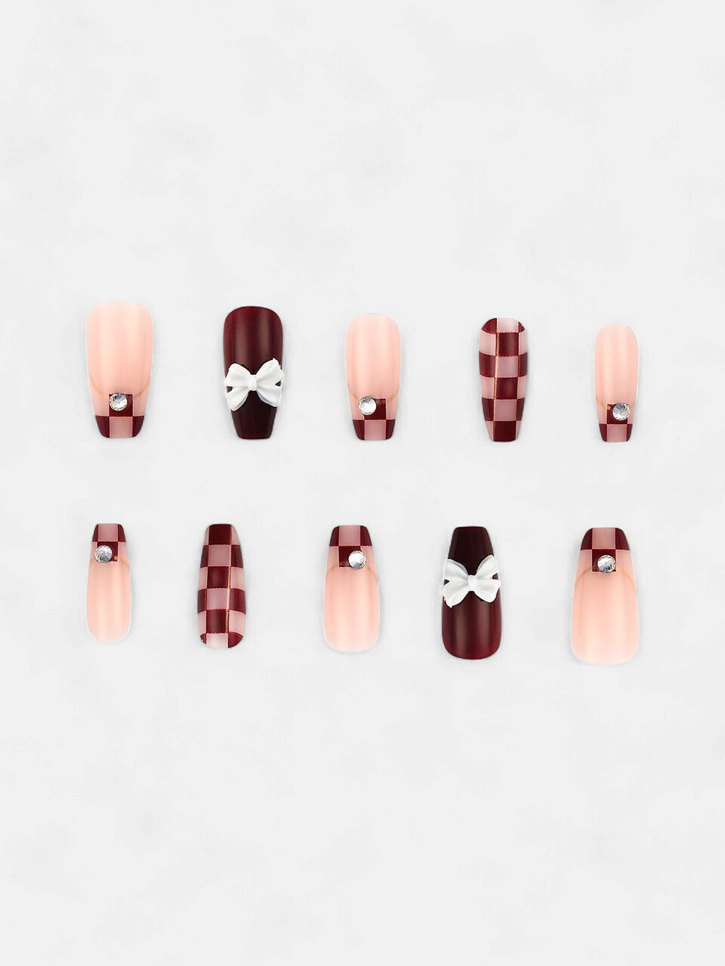 The Racer-Bow Press-On Nails - Chocolate Brown
