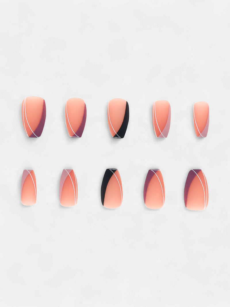 The Lined-Rosa Press-On Nails - Nude Pink