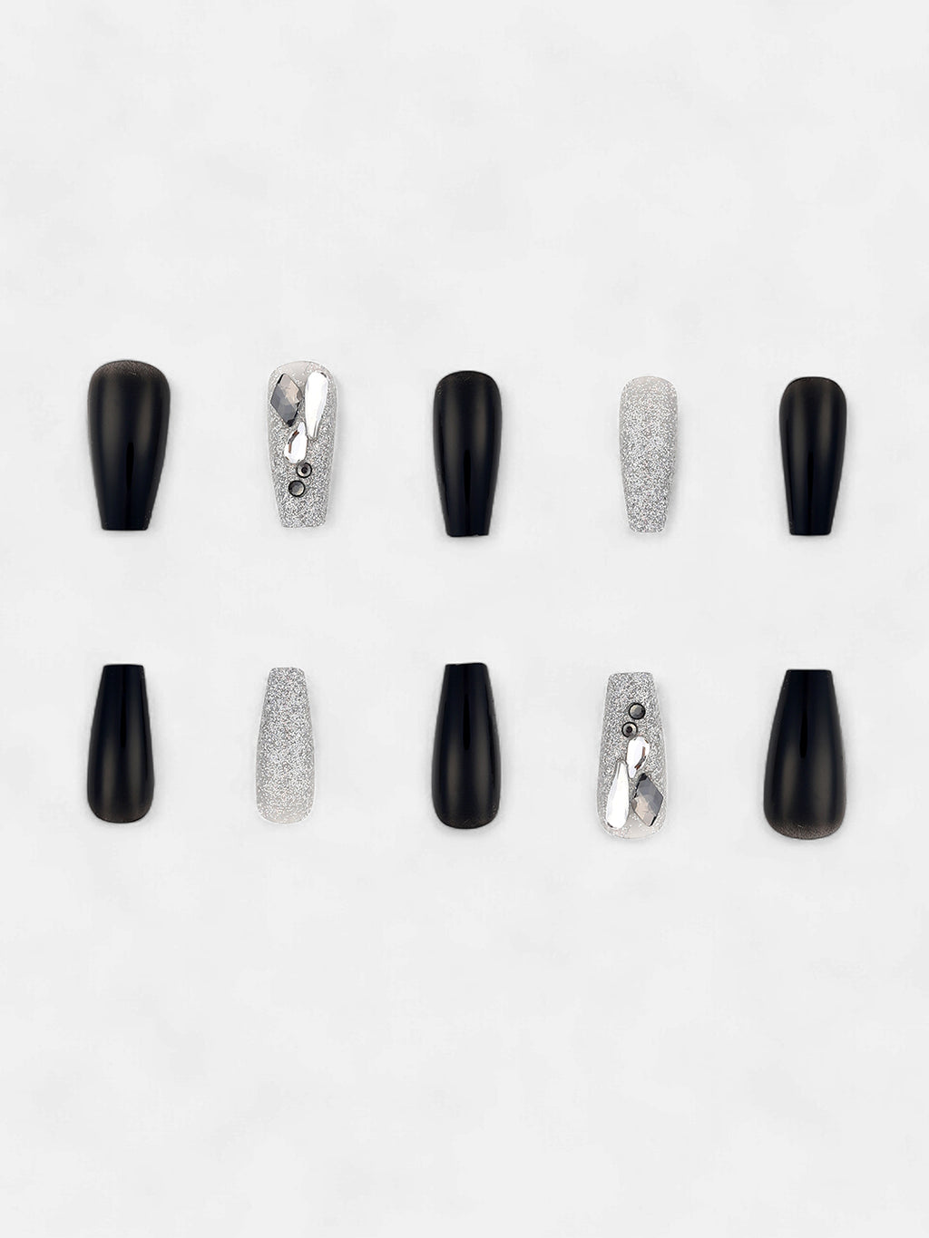 The Graffiti Press-On Nails - Antique Gold:Onyx Black