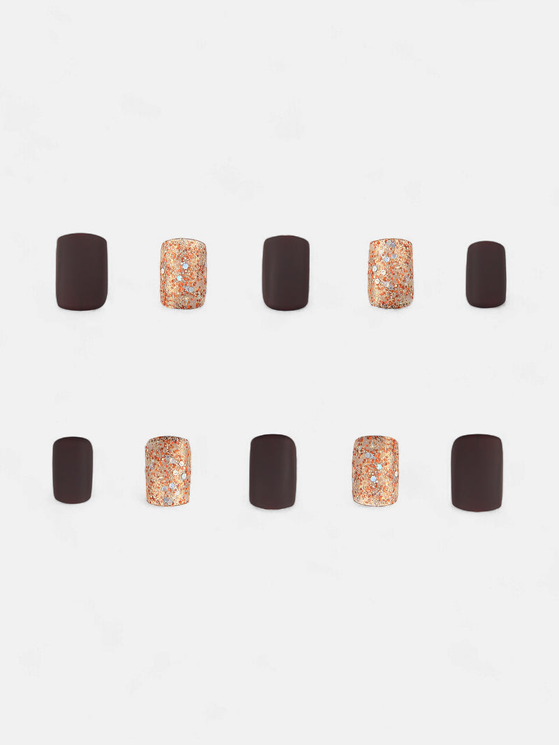 The Glitz-Block Press-On Nails - Taupe Brown