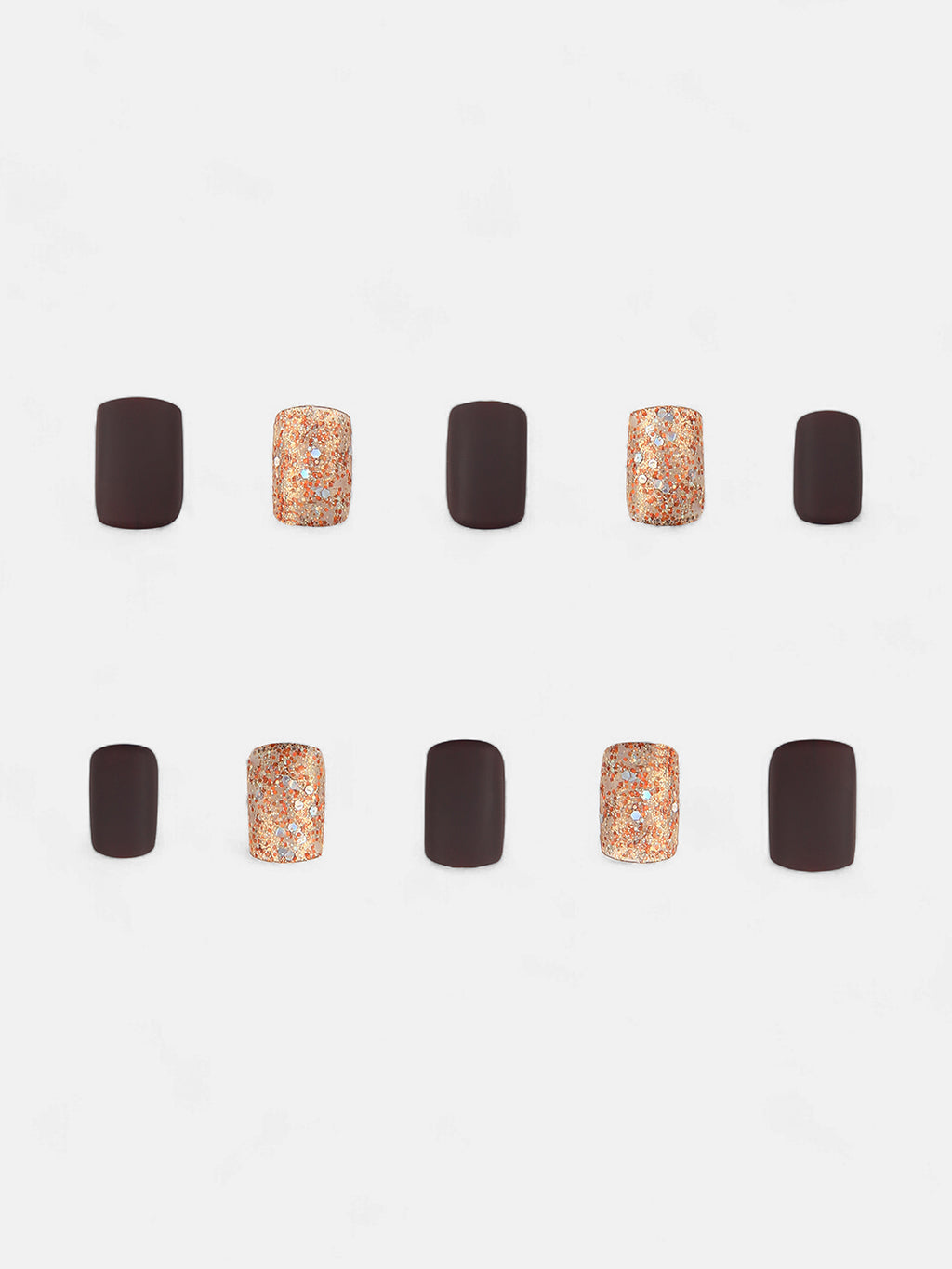 The Glitz-Block Press-On Nails - Taupe Brown