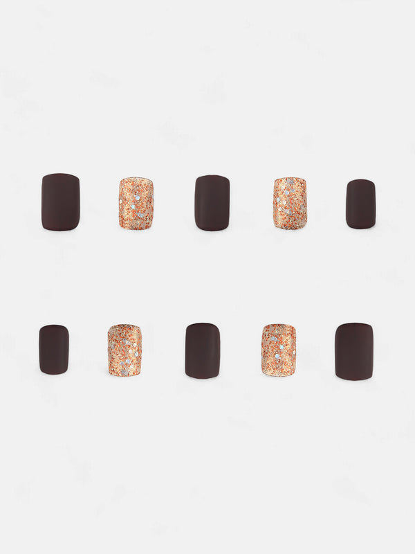 The Glitz-Block Press-On Nails - Taupe Brown
