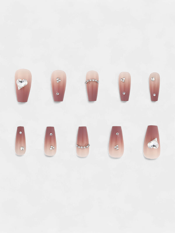 The Ombre Cuore Press-On Nails - Rouge Pink