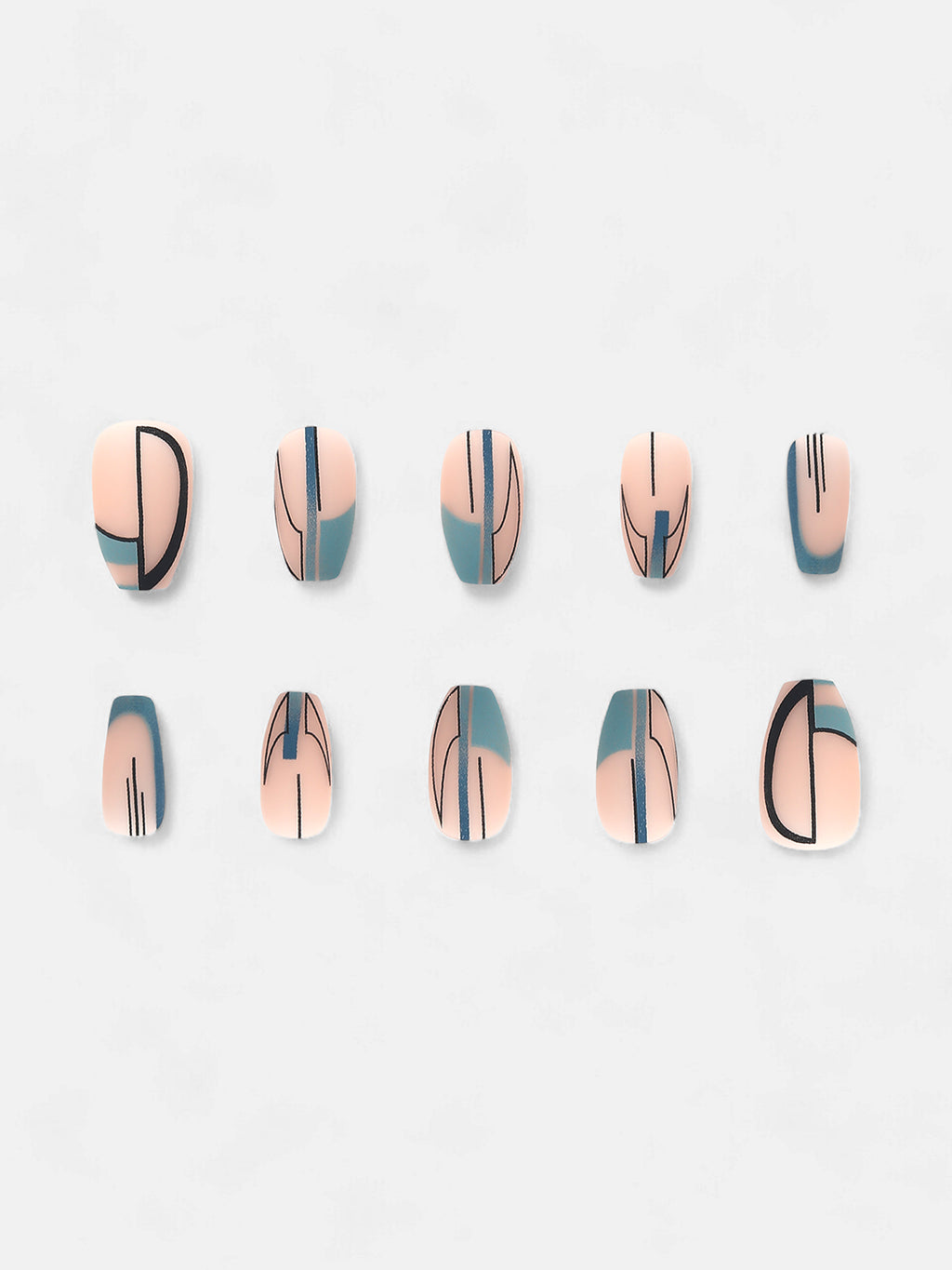 The Abstract Lined Press-On Nails - Sage Green