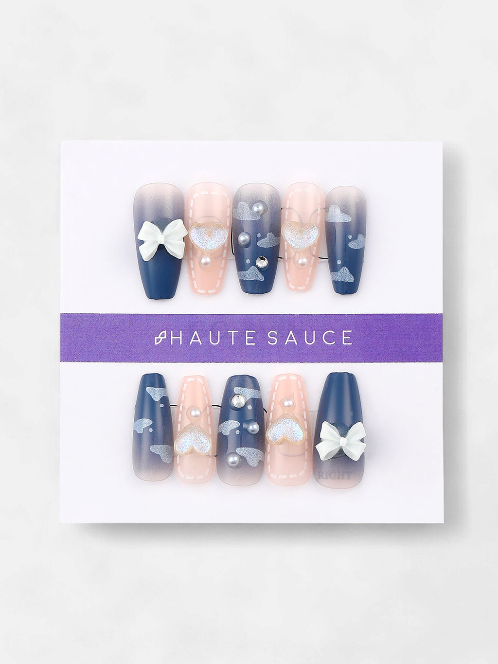 The Bijou Block Press-On Nails - Raven Black:Crystal Silver