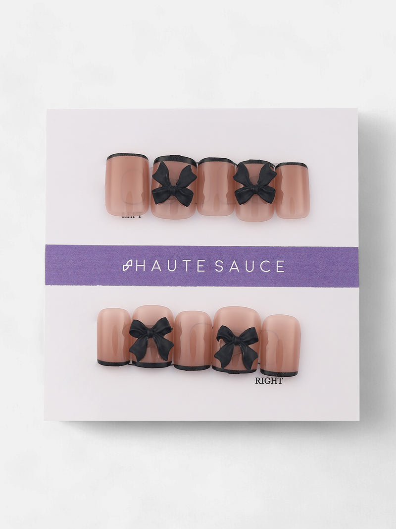 The Bow Press-On Nails - Onyx Black