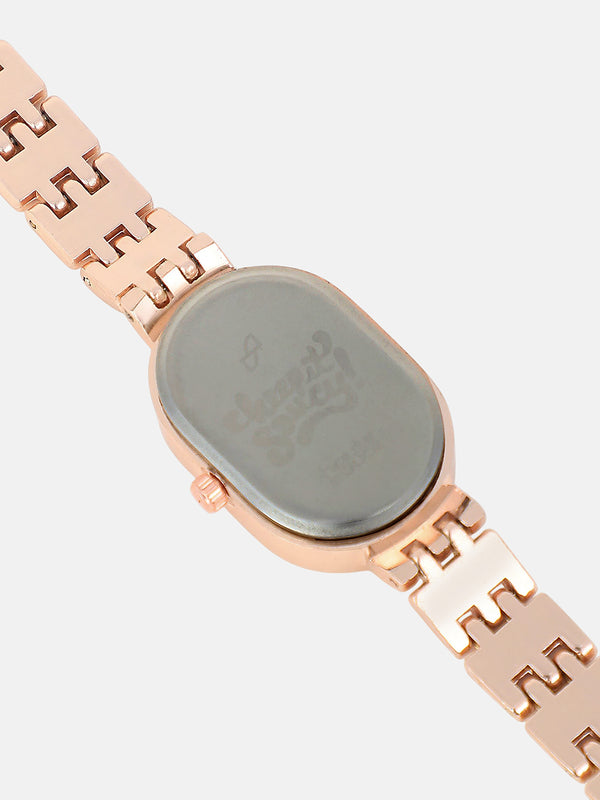 The Embellished Roman Oval Watch - Rose Gold with Green Dial