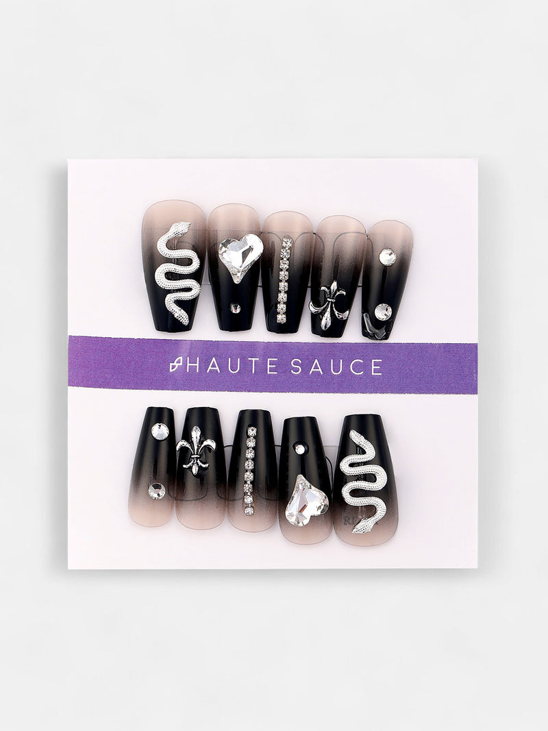 The Slithering Dusk Press-On Nails - Onyx Black