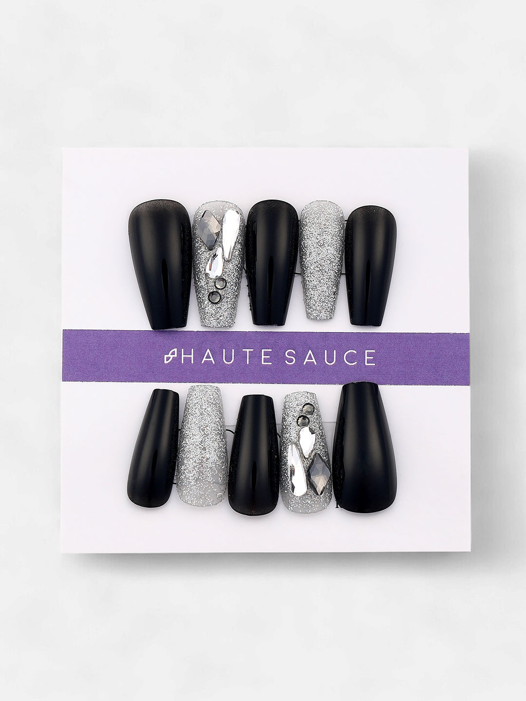 The Graffiti Press-On Nails - Antique Gold:Onyx Black