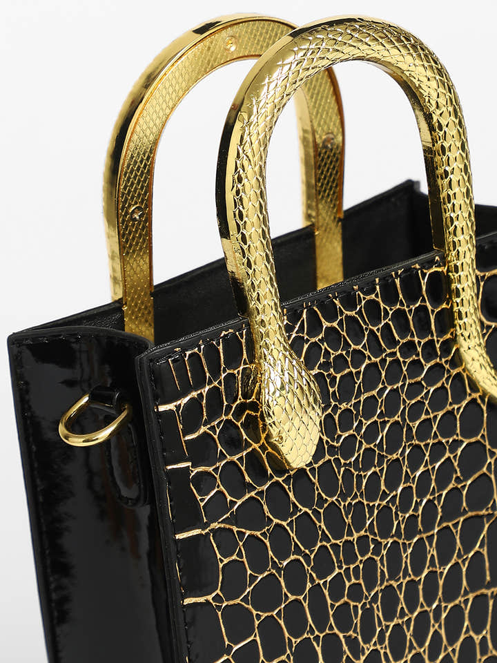 The Gilded Viper Hand Bag - Onyx Black