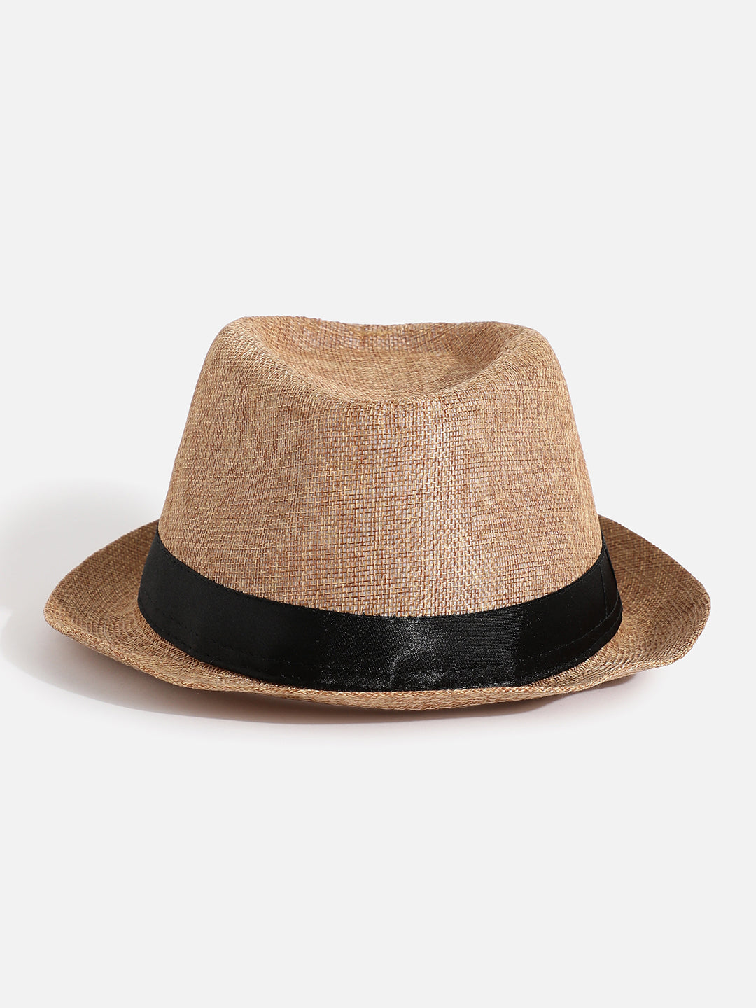 Beige Solid Fedora Hat