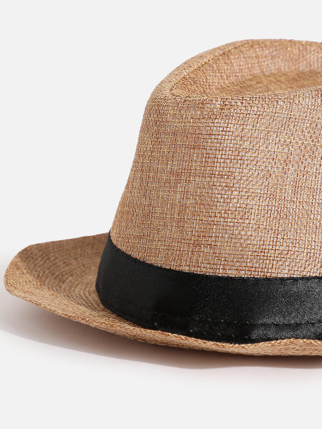 Beige Solid Fedora Hat