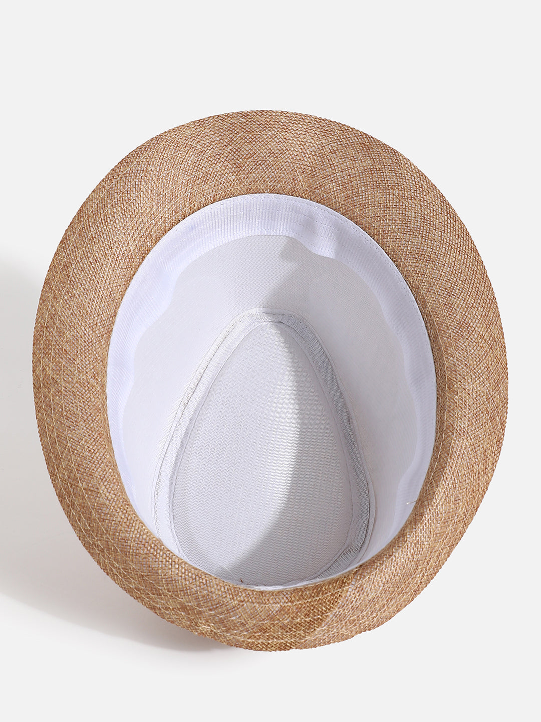 Beige Solid Fedora Hat
