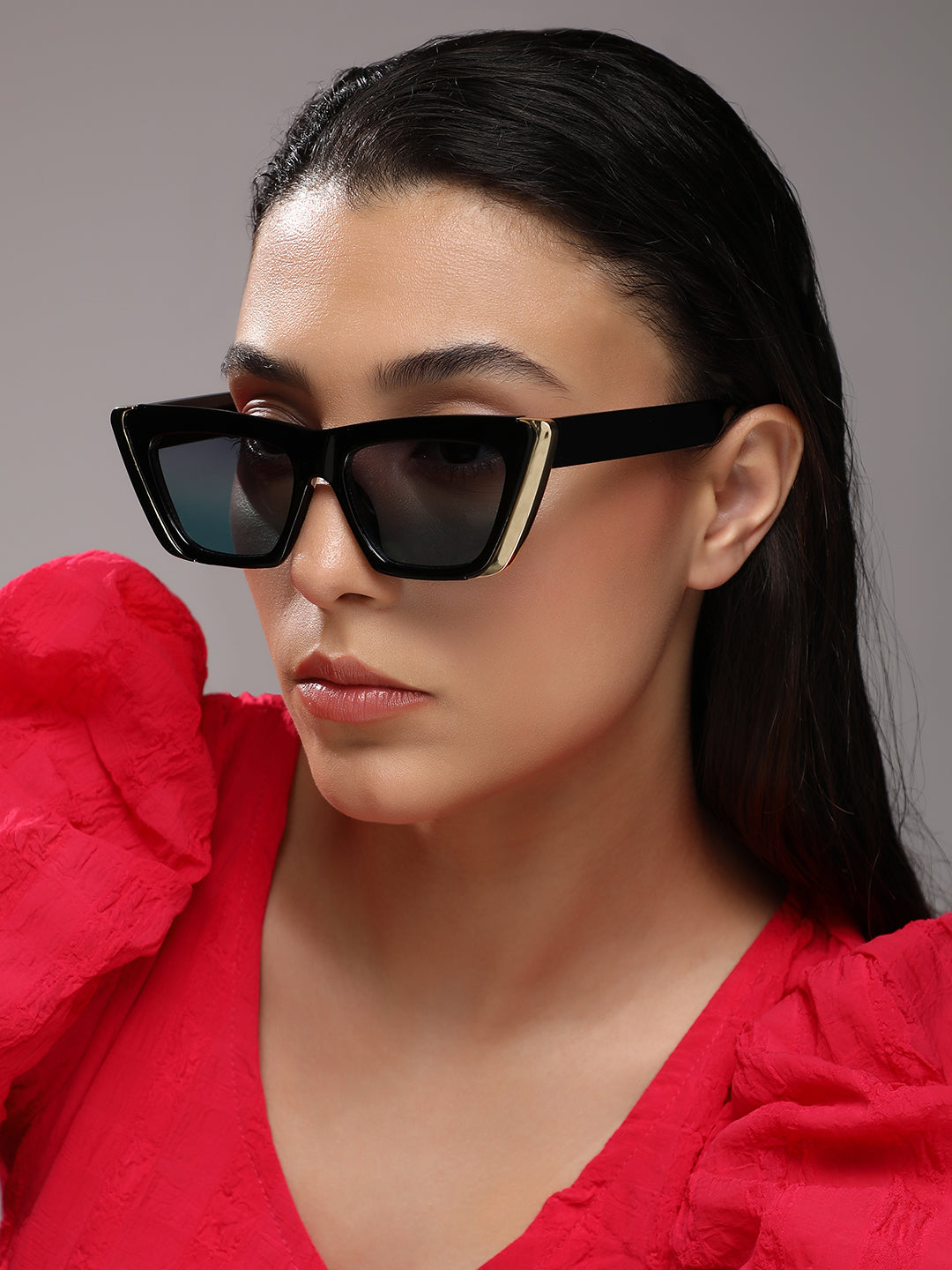 Full Rim Cateye Sunglasses - Black