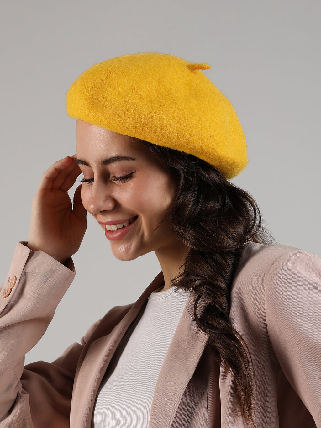 Solid Beret Hat - Yellow