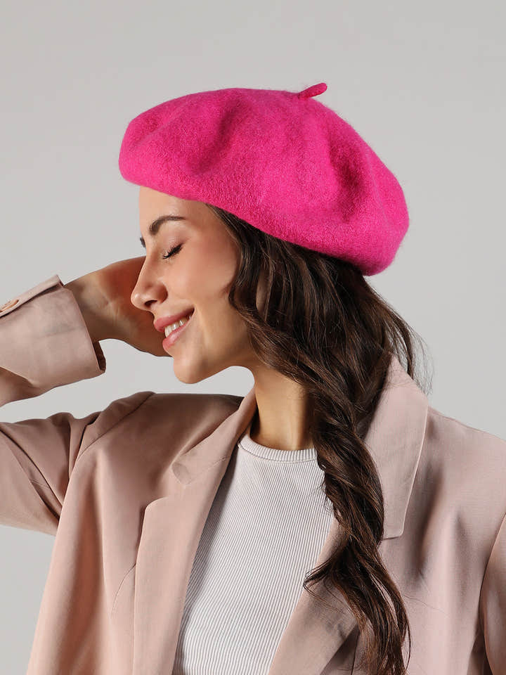 Solid Beret Hat - Pink