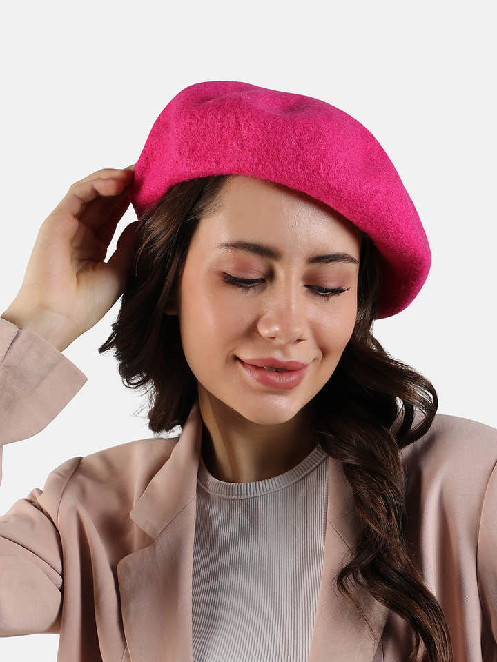 Solid Beret Hat - Pink