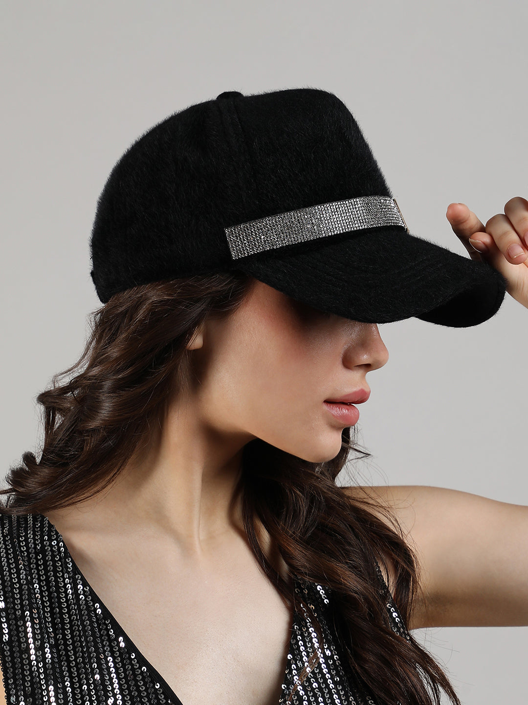 Bling Buckle Baseball Cap - Black
