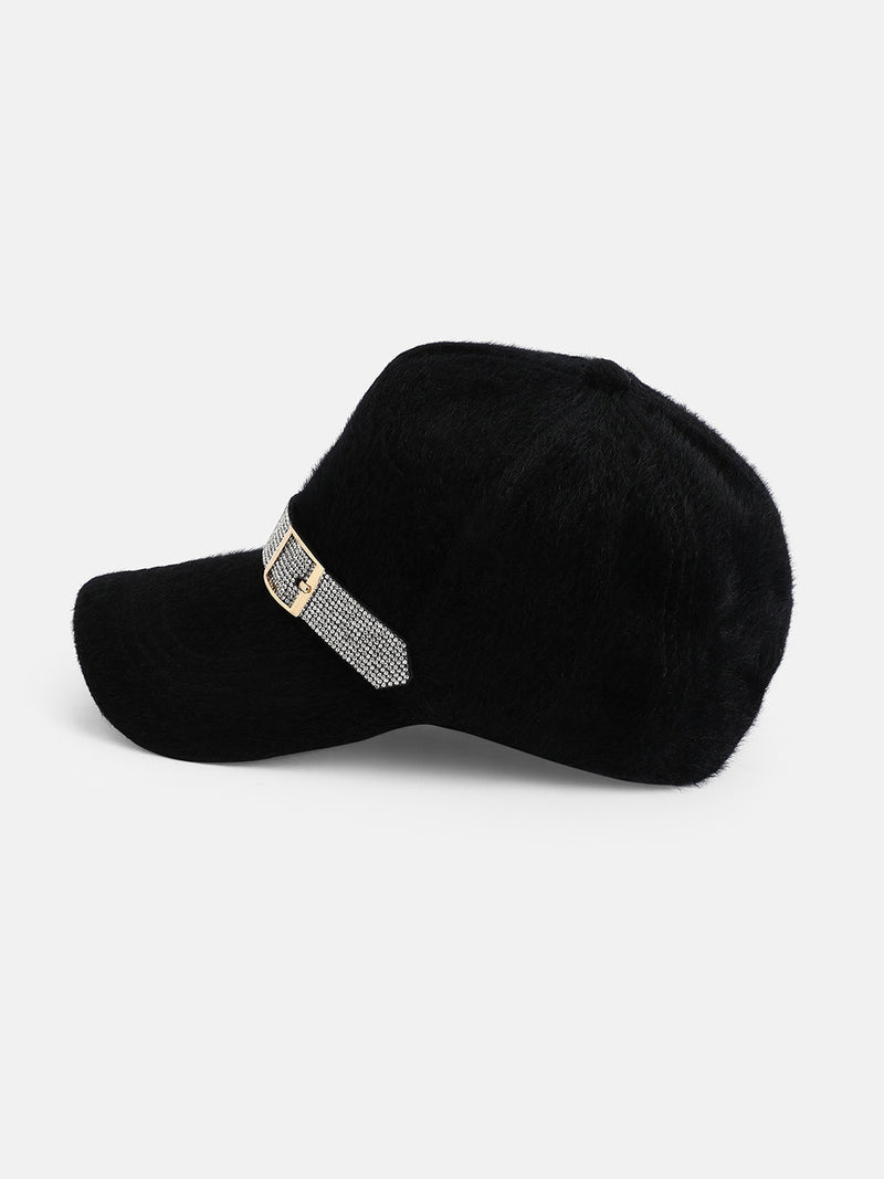 Bling Buckle Baseball Cap - Black