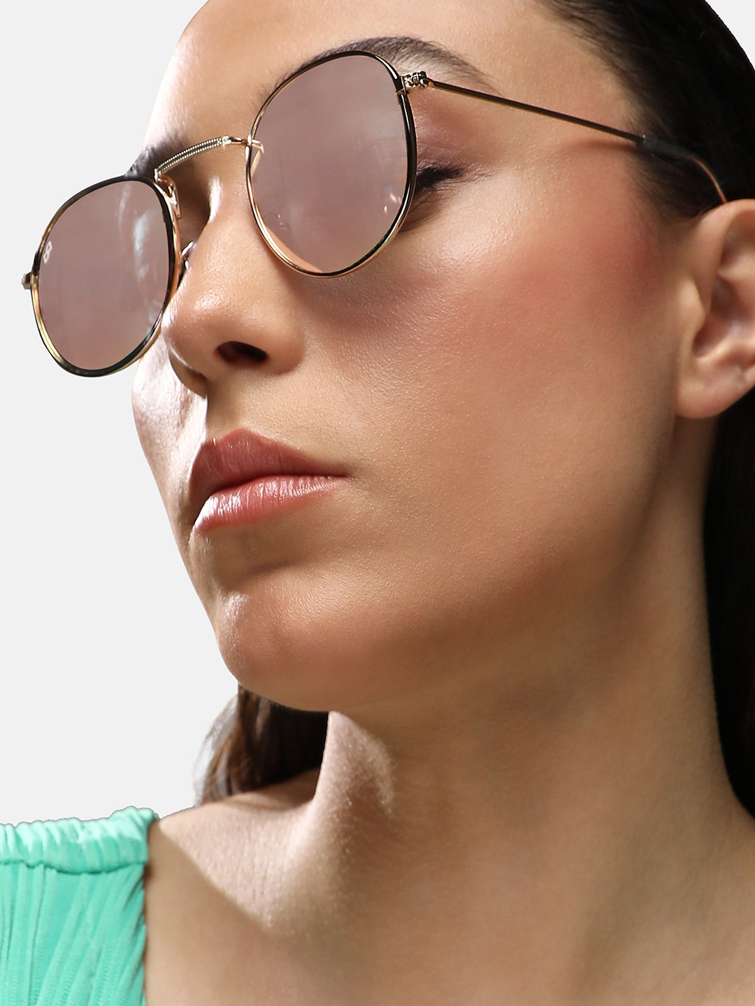 Metallic Round Sunglasses - Gold