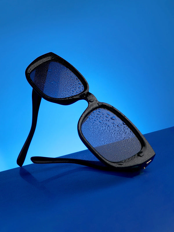 Full Rim Rectangular Sunglasses - Black