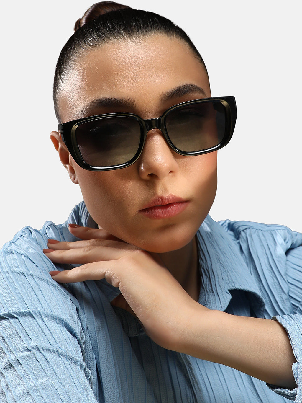 Full Rim Rectangular Sunglasses - Black